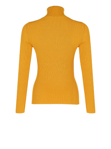 Mustard Yellow Rib Knit Jersey Turtleneck, 2