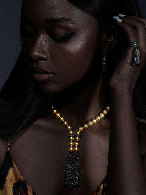 Black Gold & Diamond Hoop Earrings, 3