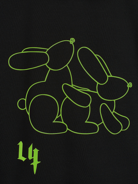 Neon Green Back Printed Black Cotton Hoodie, 3