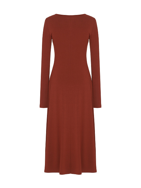 Brown Rayon Jersey Midi Dress, 2