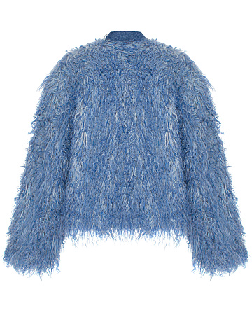 Blue Faux Fur Bomber Jacket, 2