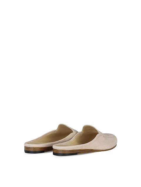 Embroidered Beige Suede Mules, 3