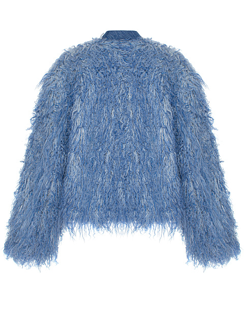 Blue Faux Fur Bomber Jacket, 2