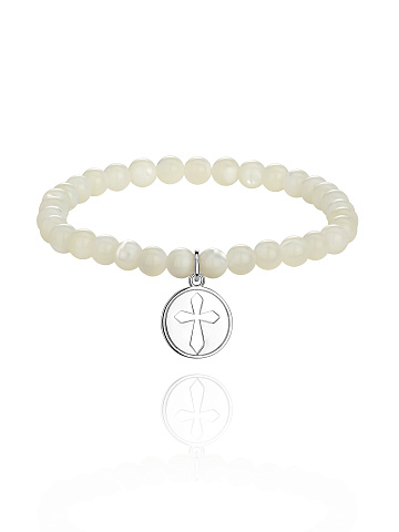 Silver & Mother of Pearl Beaded Bracelet, 1