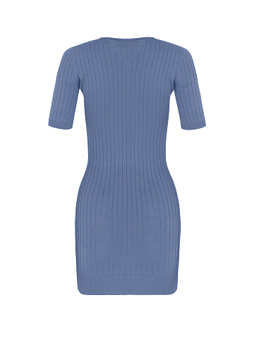 Blue Ribbed Knit Mini Dress, 2