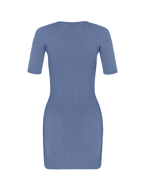 Blue Ribbed Knit Mini Dress, 2