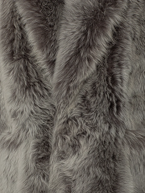 Gray Cropped Sheepskin Coat, 6