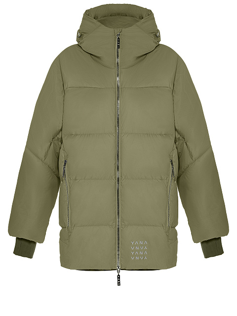Khaki Green Unisex Hooded Puffer Jacket, 2 Khaki Green Unisex Hooded Puffer Jacket, 2