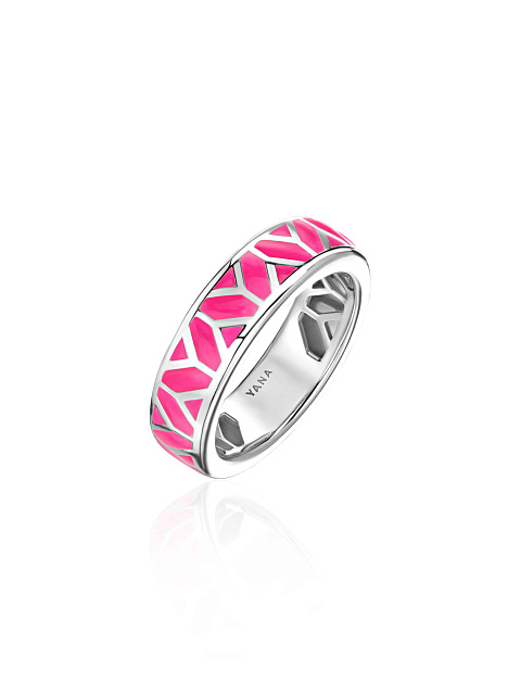 White gold ring with Tutti Frutti-colored enamel, 1
