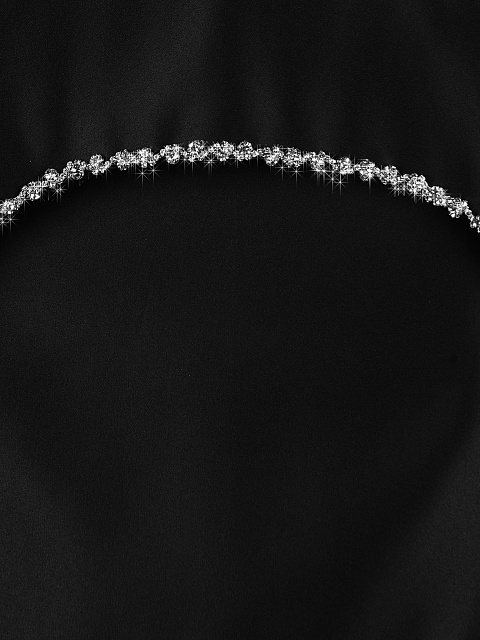 Black Crystals Embellished Peplum Mini Dress, 3