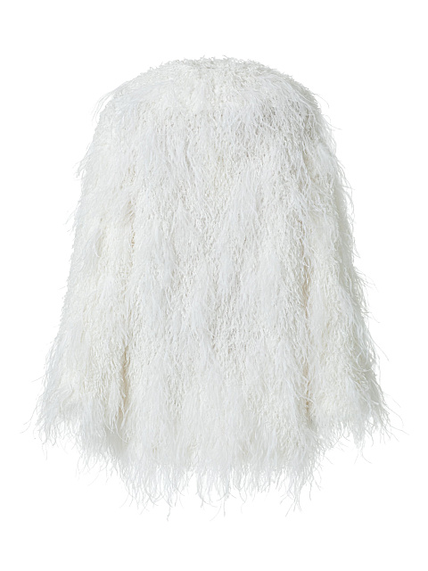 White fur coat with feathers, 2 White fur coat with feathers, 2