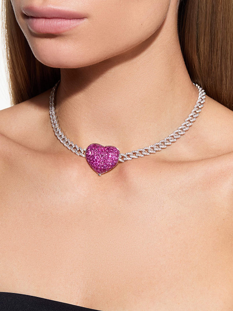 White gold necklace with rubies, 6