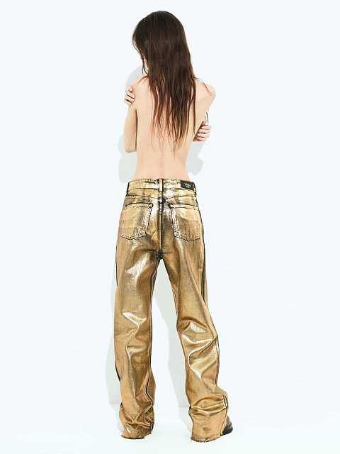 Golden Plated Straight Leg Jeans, 3