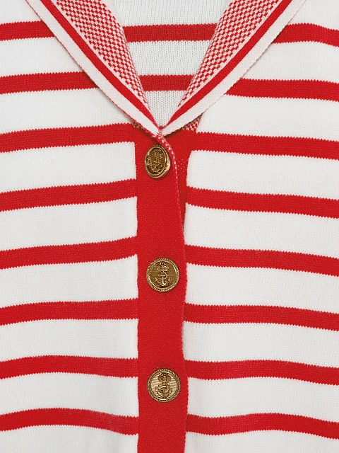 Cropped white cardigan with red stripes, 3
