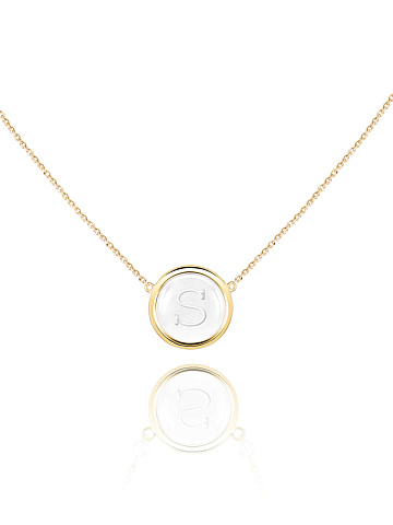 Bead Rock Crystal & Rock Crystal & "S" Letter Gold Necklace, 1