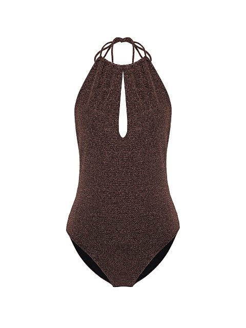 Brown Lurex Jersey Bodysuit, 1