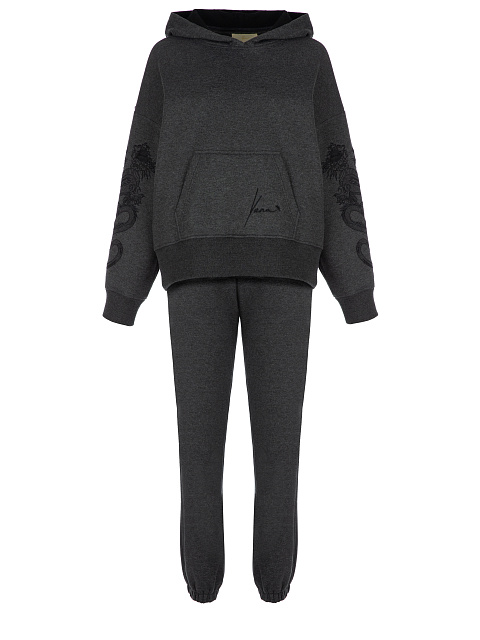 Dark Grey Dragon Embroidered Jersey Suit, 1 Dark Grey Dragon Embroidered Jersey Suit, 1