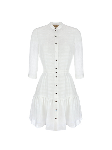 White Checked Chiffon Mini Dress, 1