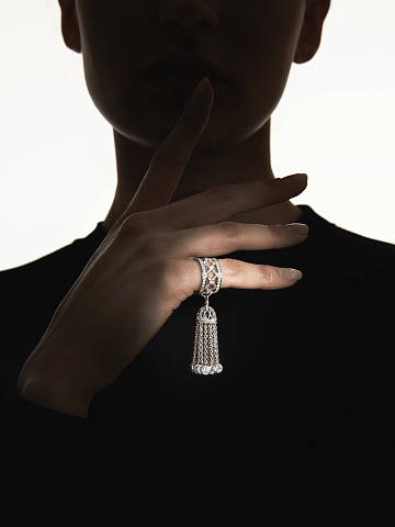 Silver & Cubic Zirkonia Tassel Ring, 2