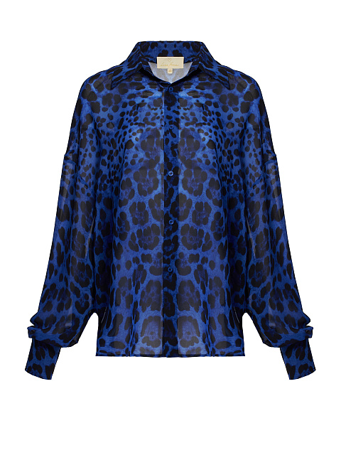 Blue Leopard Chiffon Shirt, 1