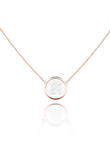 Rose Gold & Rock Crystal Letter "K" Necklace, 1