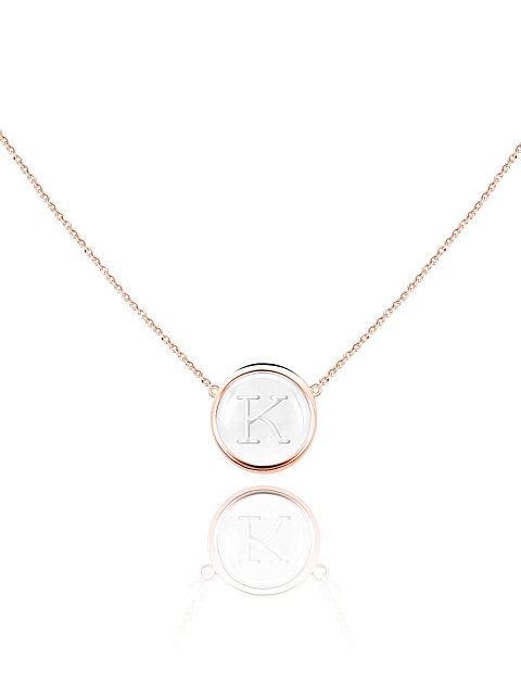 Rose Gold & Rock Crystal Letter "K" Necklace, 1