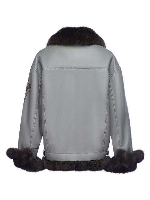 Grey Sable Fur Leather Jacket, 2 Grey Sable Fur Leather Jacket, 2