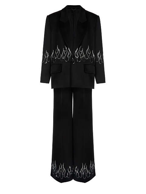 Black Rhinestones Silk Suit, 1