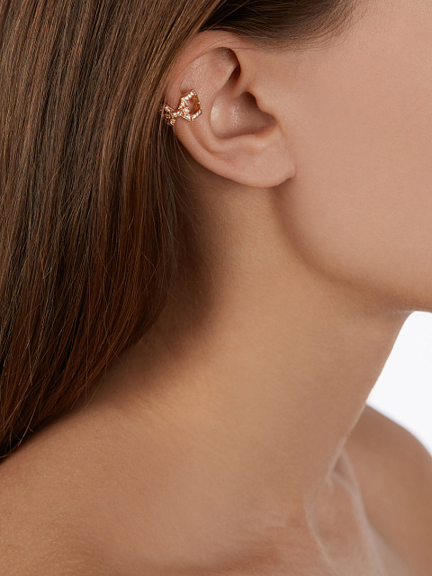 Round Diamond & Rose Gold Ear Cuff, 4
