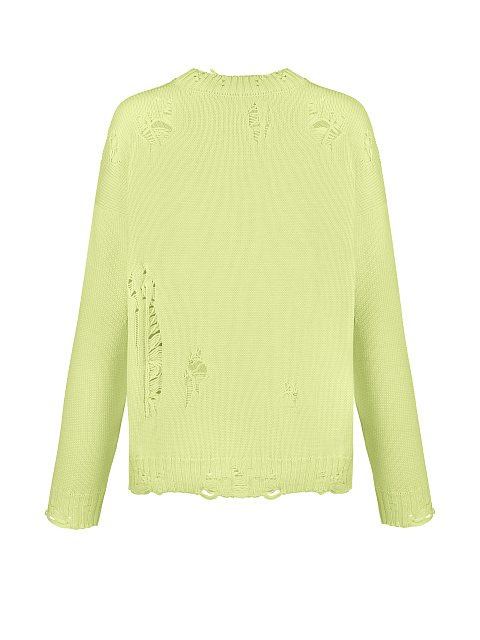 Distressed Lime Green Cotton Sweater, 2