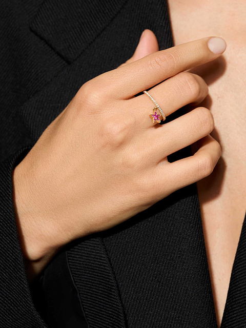 Gold, Diamonds & Ruby Star Ring, 3