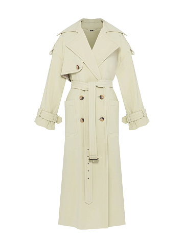 Double-Breasted Pistachio Wool Coat, 1