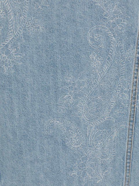 Blue Denim Jacket with Fur and Paisley Embroidery, 4 Blue Denim Jacket with Fur and Paisley Embroidery, 4