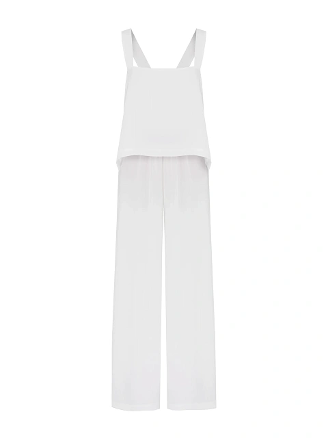 White Satin Top & Pants Set, 1