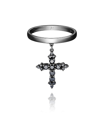 Black Gold & Diamonds Cross Ring, 1