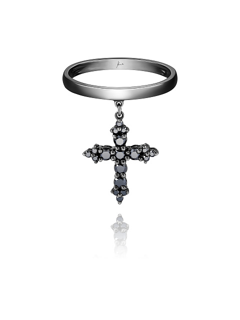 Black Gold & Diamonds Cross Ring, 1