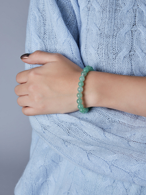  Bead Aventurine & Round Topaz & White Gold Bracelet, 2