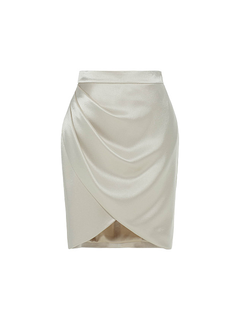 Silvery Beige Top and Draped Mini Skirt Set, 5