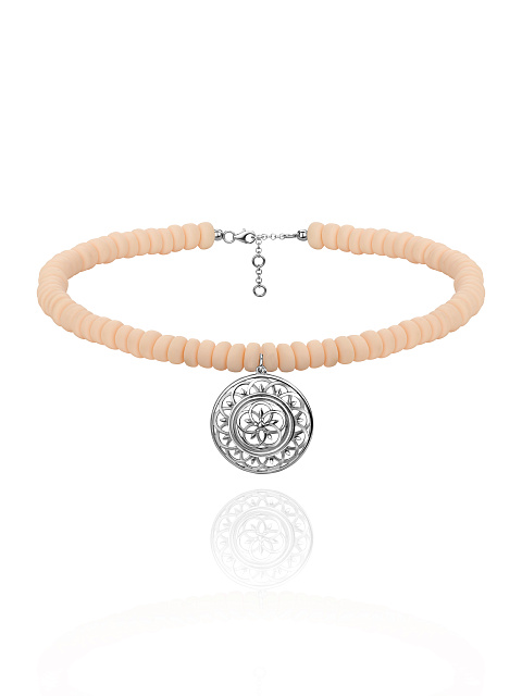 Beige Rubber & Silver Choker, 1