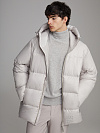 Пуховик мужской, серо-бежевый, с капюшоном YANA Пуховик мужской, серо-бежевый, с капюшоном YANA