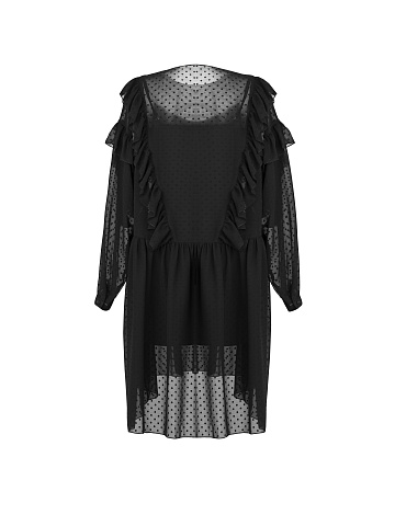 Black Ruffled Mini Dress , 2