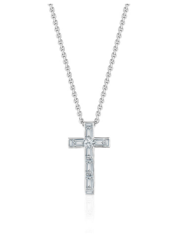 Necklace with cross pendant in white gold with LG diamonds, 1