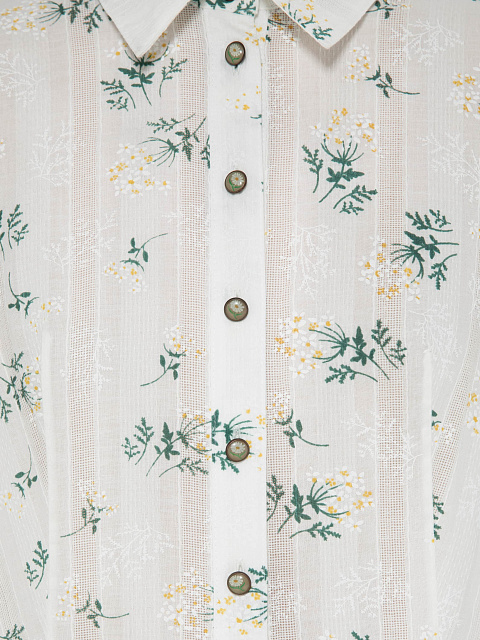 White Floral Print Shirt Dress, 3