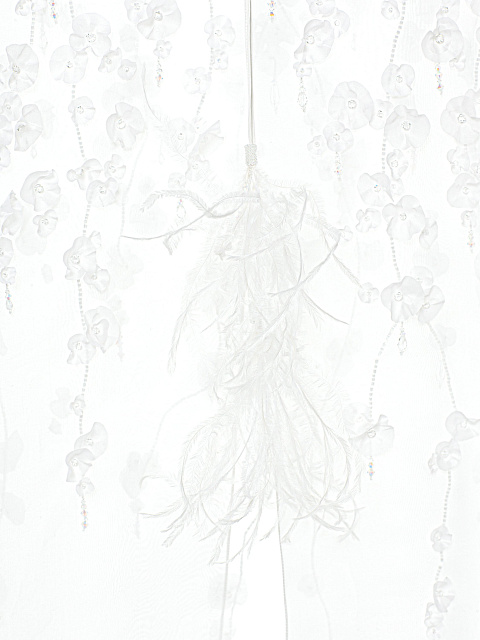 White Organza Cape With Floral Embroidery, 3