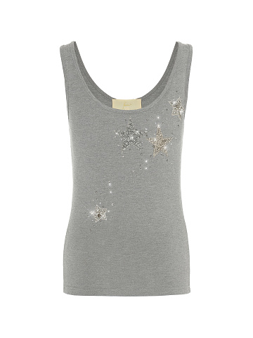 Grey Rhinestones Jersey Tank Top, 1