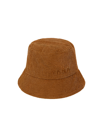 Hazel Brown Embroidery Corduroy Bucket Hat, 1