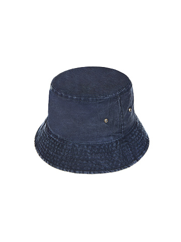 Navy Blue Embroidered Cotton Bucket Hat, 2