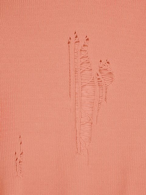 Coral Distressed Cotton Sweater, 3