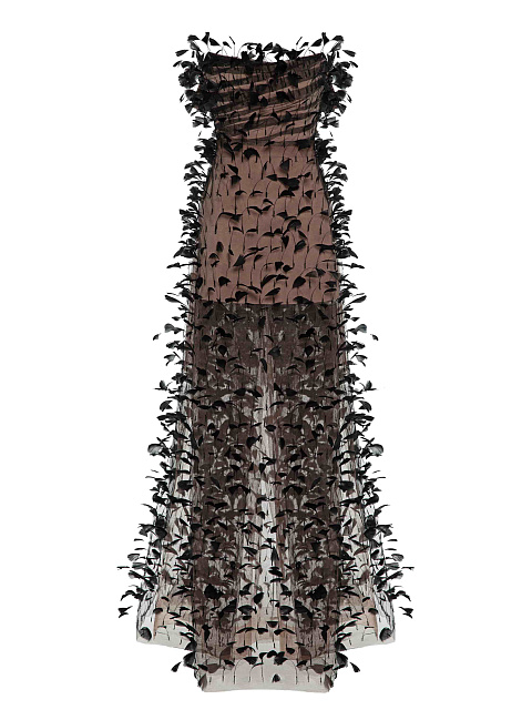 Black feathered maxi dress, 1 Black feathered maxi dress, 1