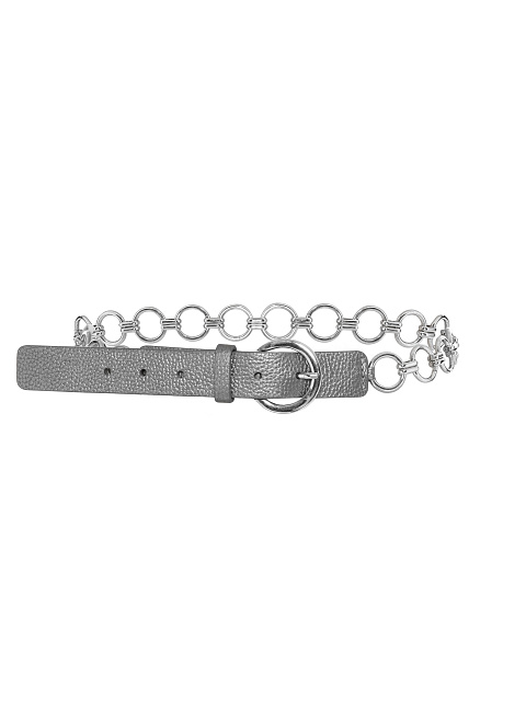 Gray leather belt with chain, 1 Gray leather belt with chain, 1